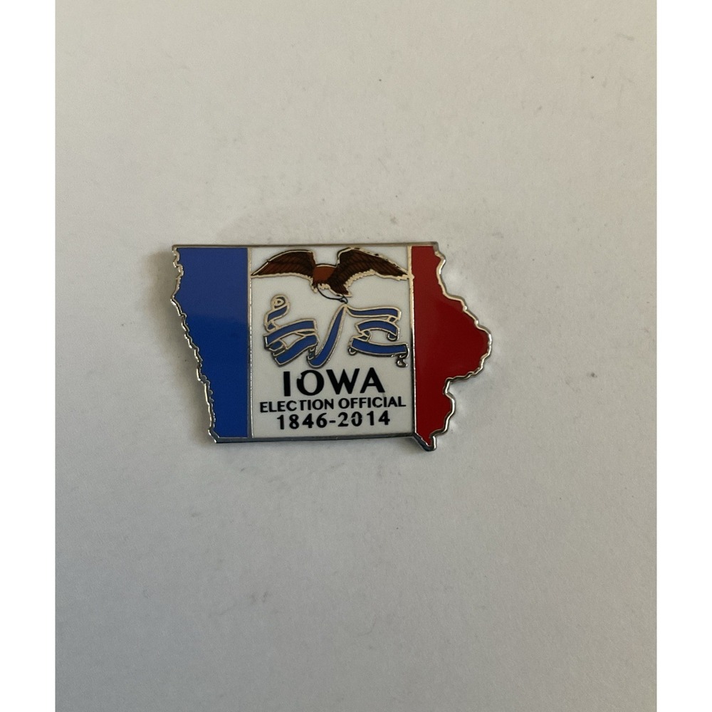 Iowa Election Official 1846-2014 Lapel Pin Hat Pinback Tie Tac State Shape